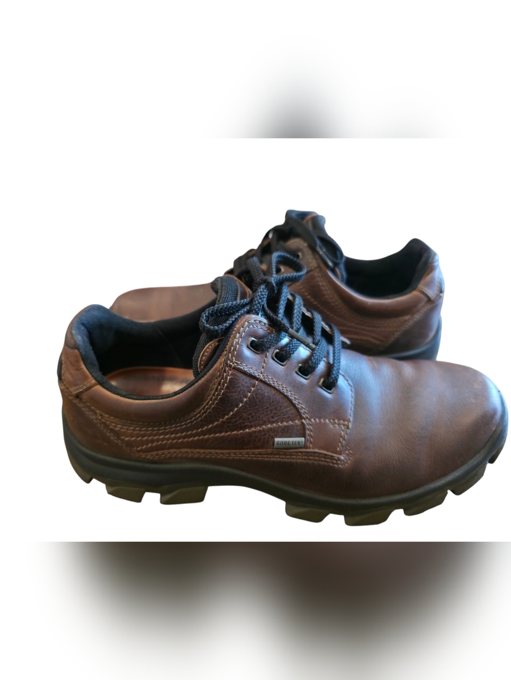 ECCO Gore-Tex Brown Leather Comfort Shoes Size 44 Waterproof